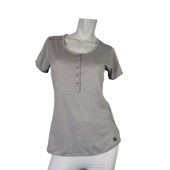 OGIO WMS S Short Sleeve Top Gray Lightweight Henley Promo Fierceez Hefty Brands - Picture 1 of 9